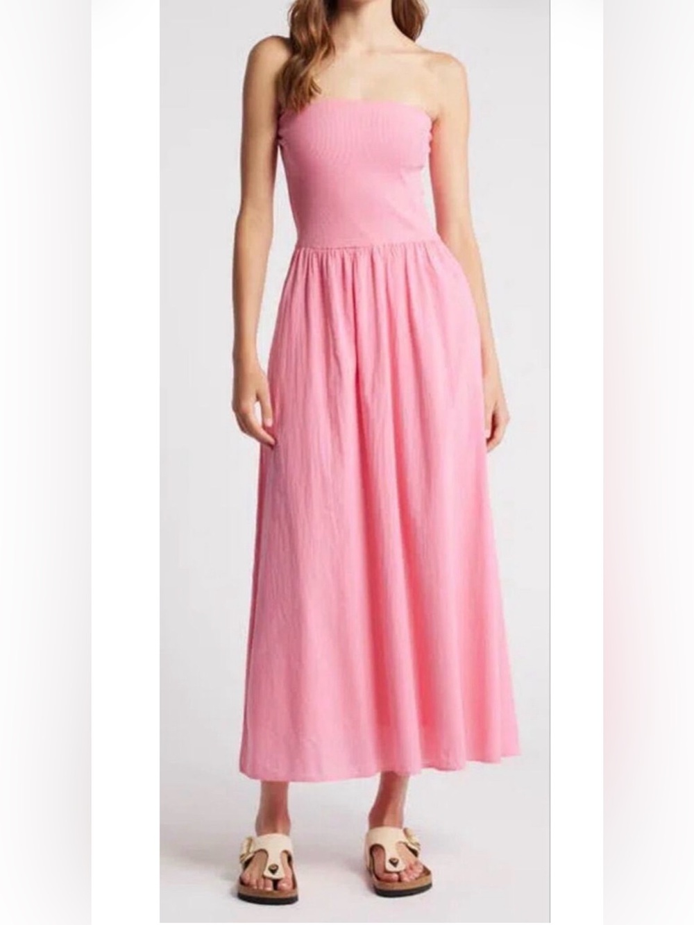 Xirena Maxi Dress Finnian Strapless Cotton Candy Pink size Small